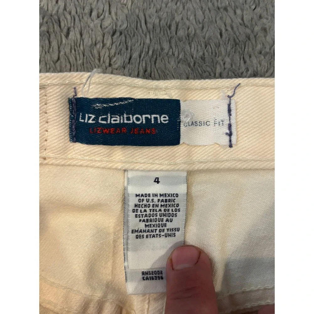 Liz Claiborne Lizwear Jeans Cream Off White High Rise Straight Leg Classic Fit 4